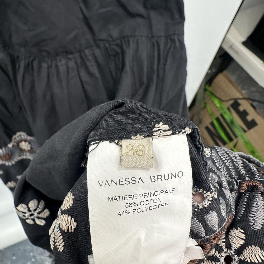 Vanessa Bruno Sz36 Black Fit & Flare Midi Dress Alais Elegant Embroidered Dress - Picture 6 of 10